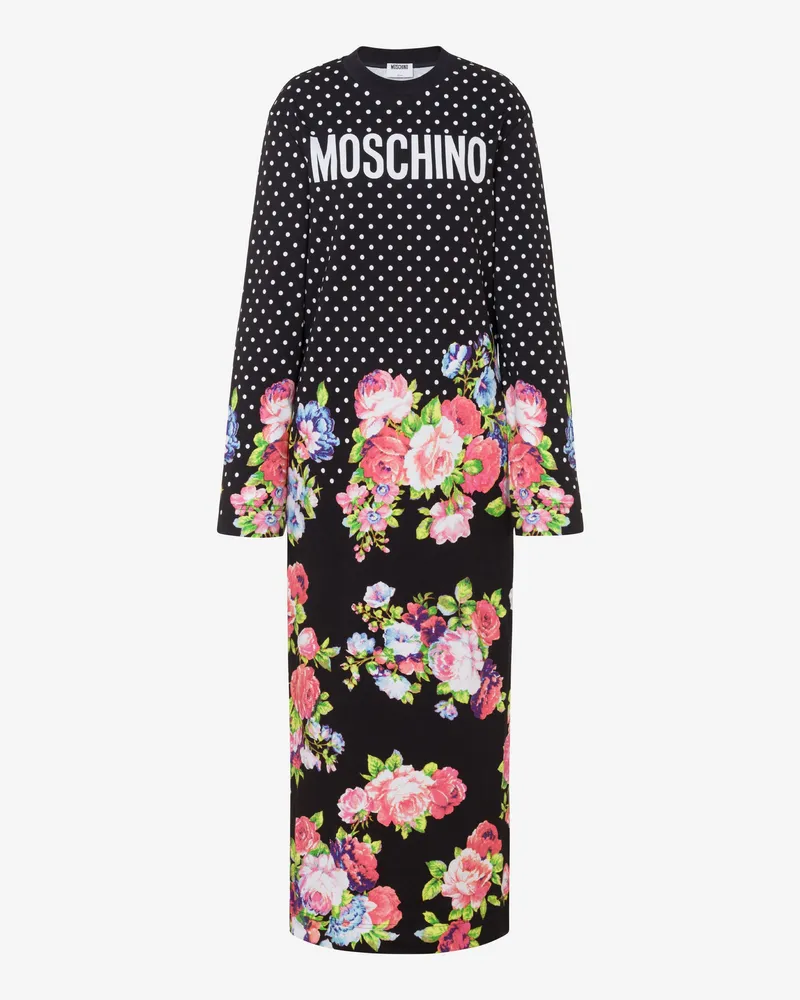 Moschino Bedrucktes Kleid aus schwerer Baumwolle - Schwarz Schwarz