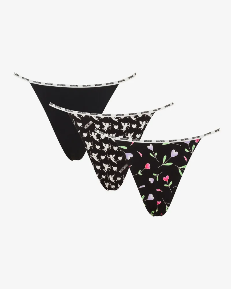 Moschino 3er-Set Microfaser-Tangas - Schwarz Schwarz