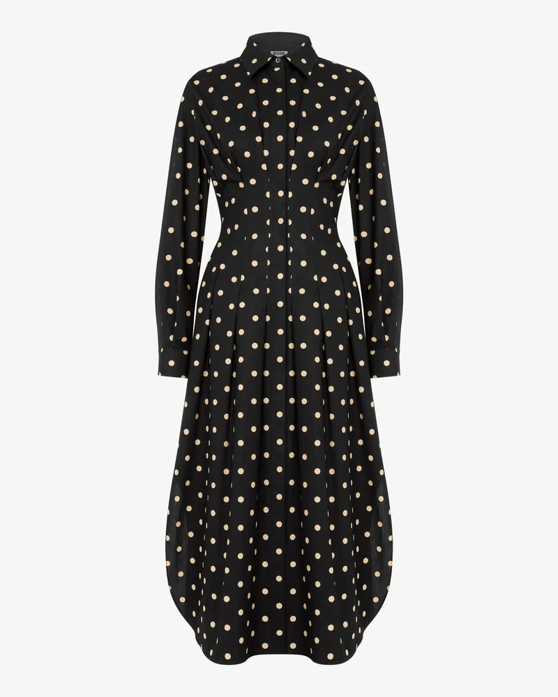 Moschino Kleid aus bedruckter Baumwollpopeline mit Polka Dots - Schwarz Schwarz