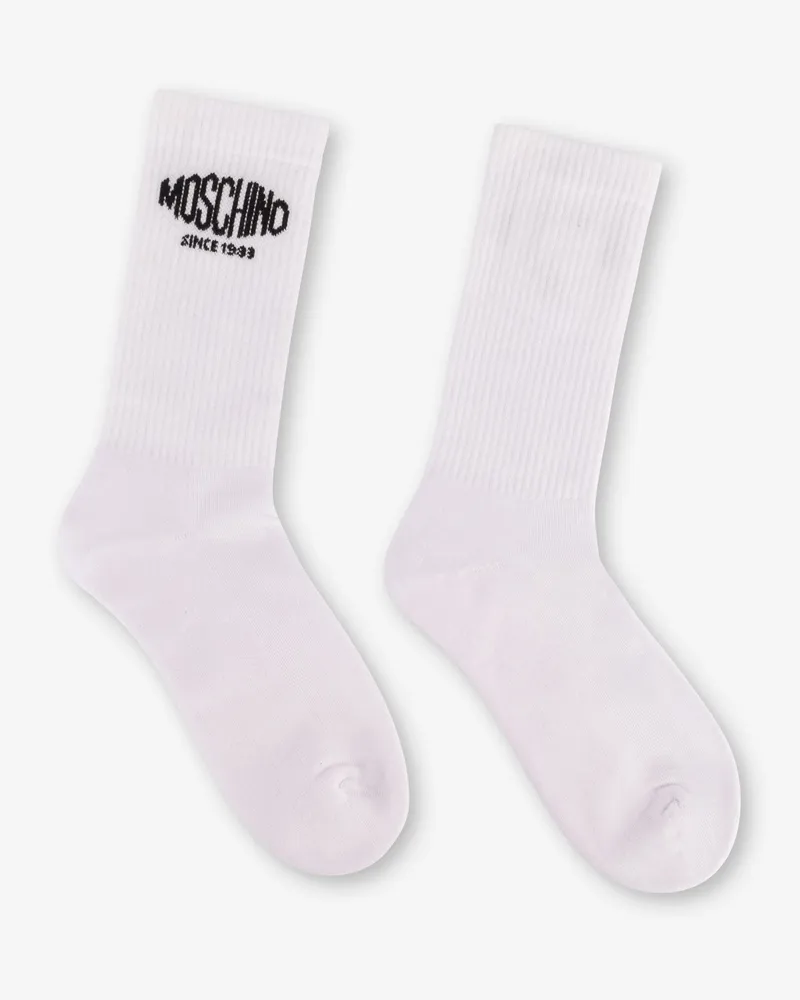 Moschino Bestickte Frotteesocken - Weiß Weiß