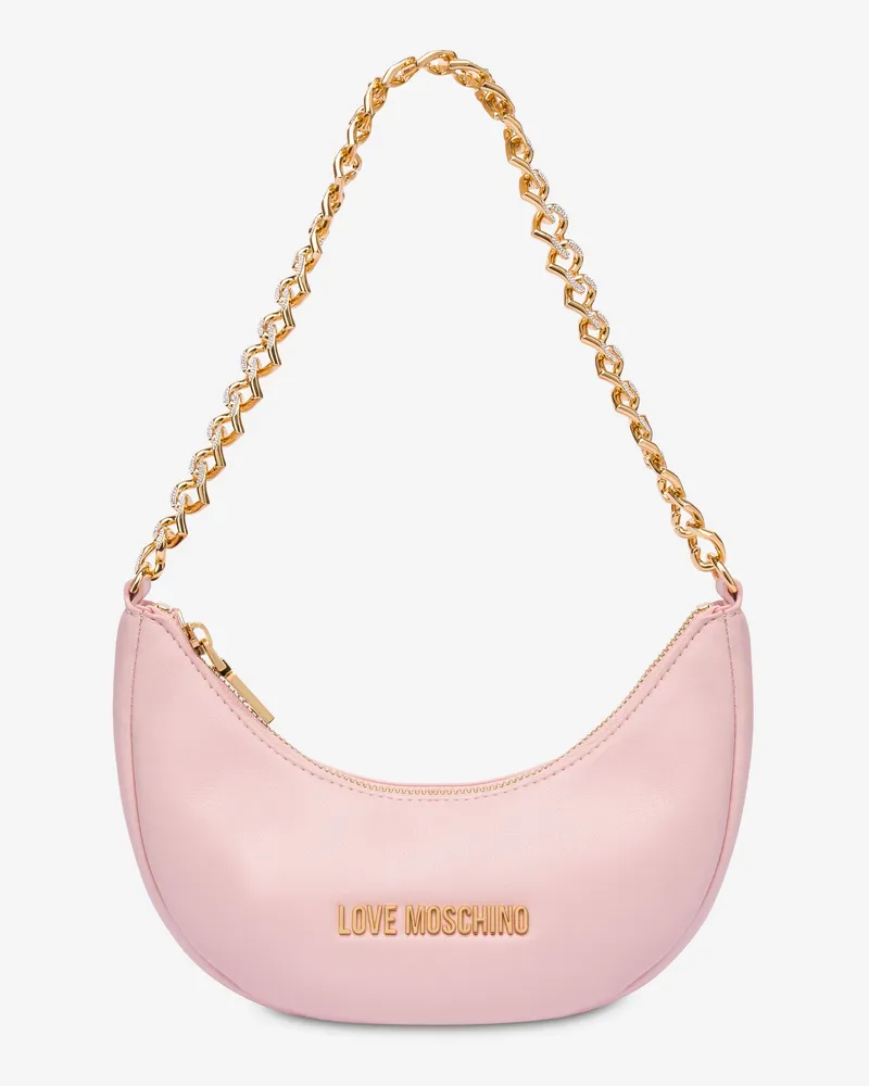Moschino Umhängetasche mit Kette und Herzen - Pink Pink