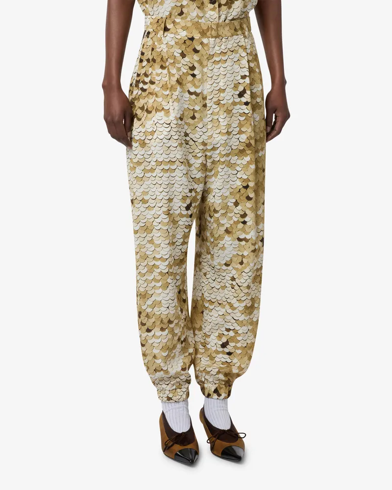 Moschino Bedruckte Hose aus Crêpe de Chine - Gold Gold