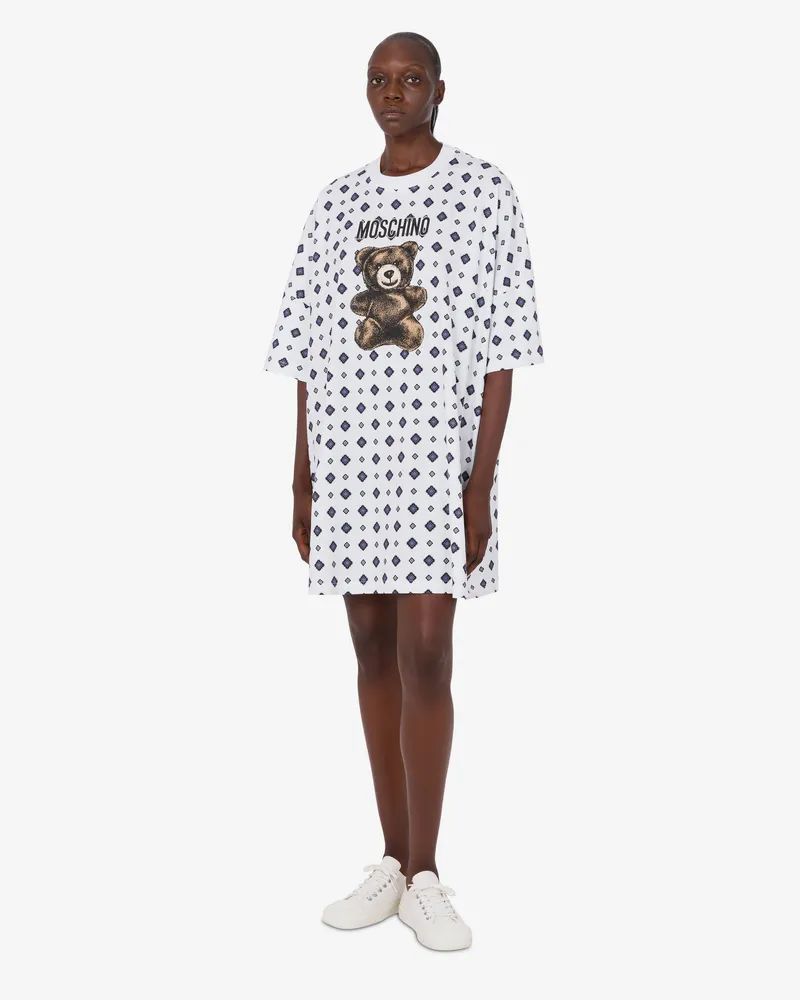 Moschino Moschino Teddybär Kleid aus Bio-Baumwolljersey - Weiß Weiß