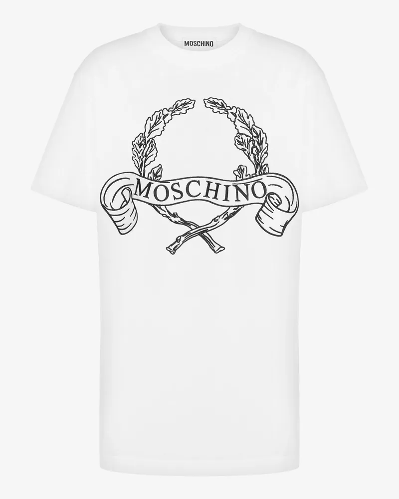 Moschino Bio-Jersey-T-Shirt Laurel Crown Logo - Weiß Weiß