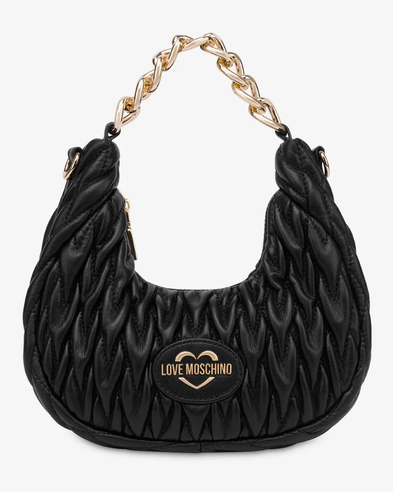 Moschino Gesteppte Hobo-Tasche - Schwarz Schwarz