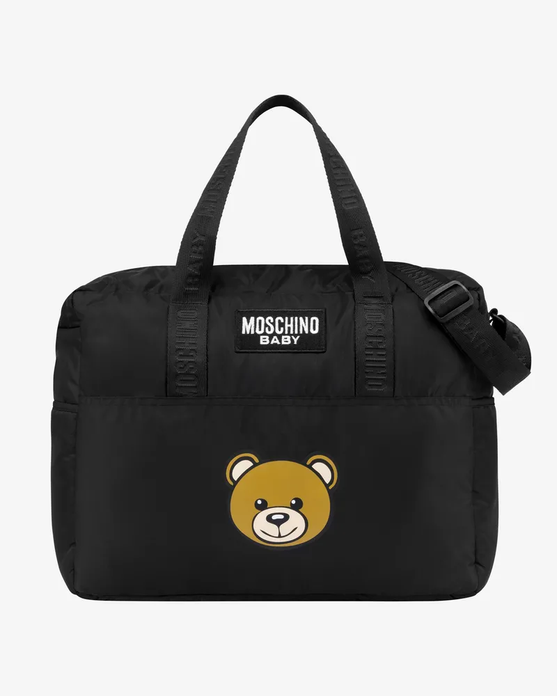 Moschino Wickeltasche aus Nylon mit Teddy Patch - Schwarz Schwarz