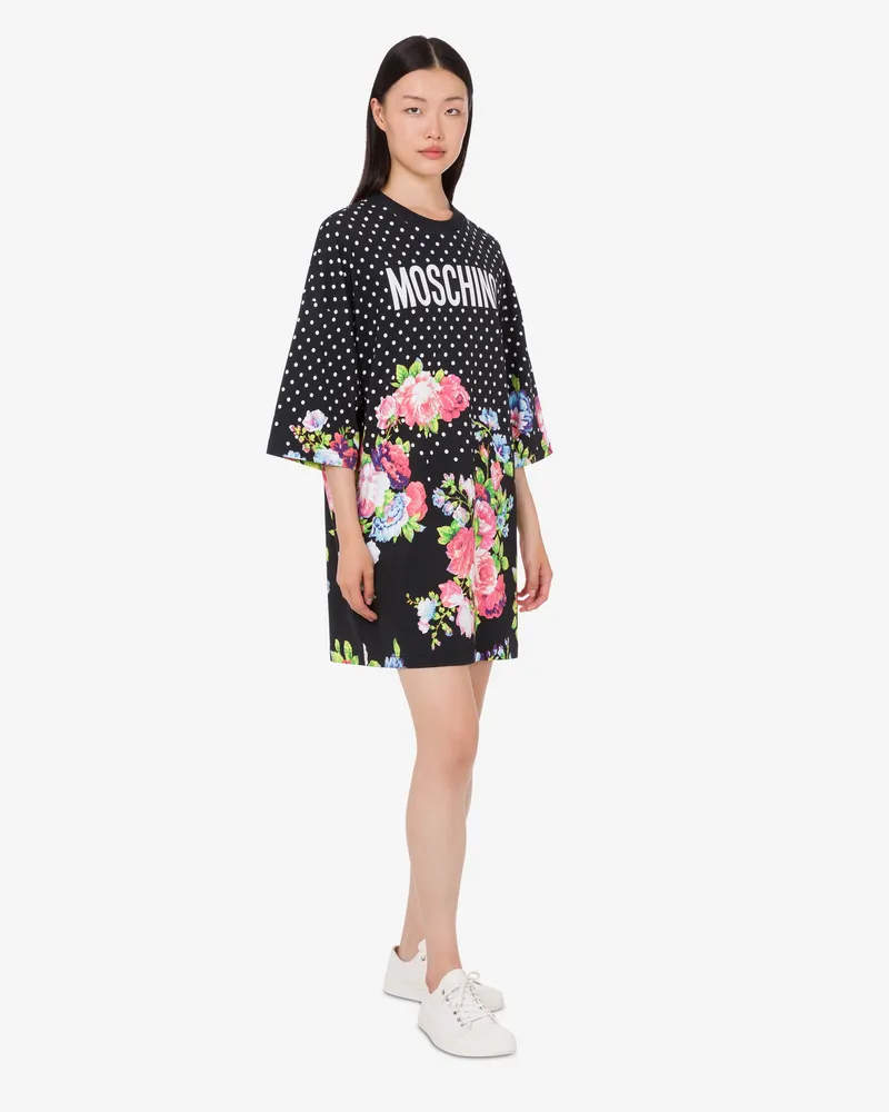 Moschino Bedrucktes Kleid aus schwerer Baumwolle - Schwarz Schwarz