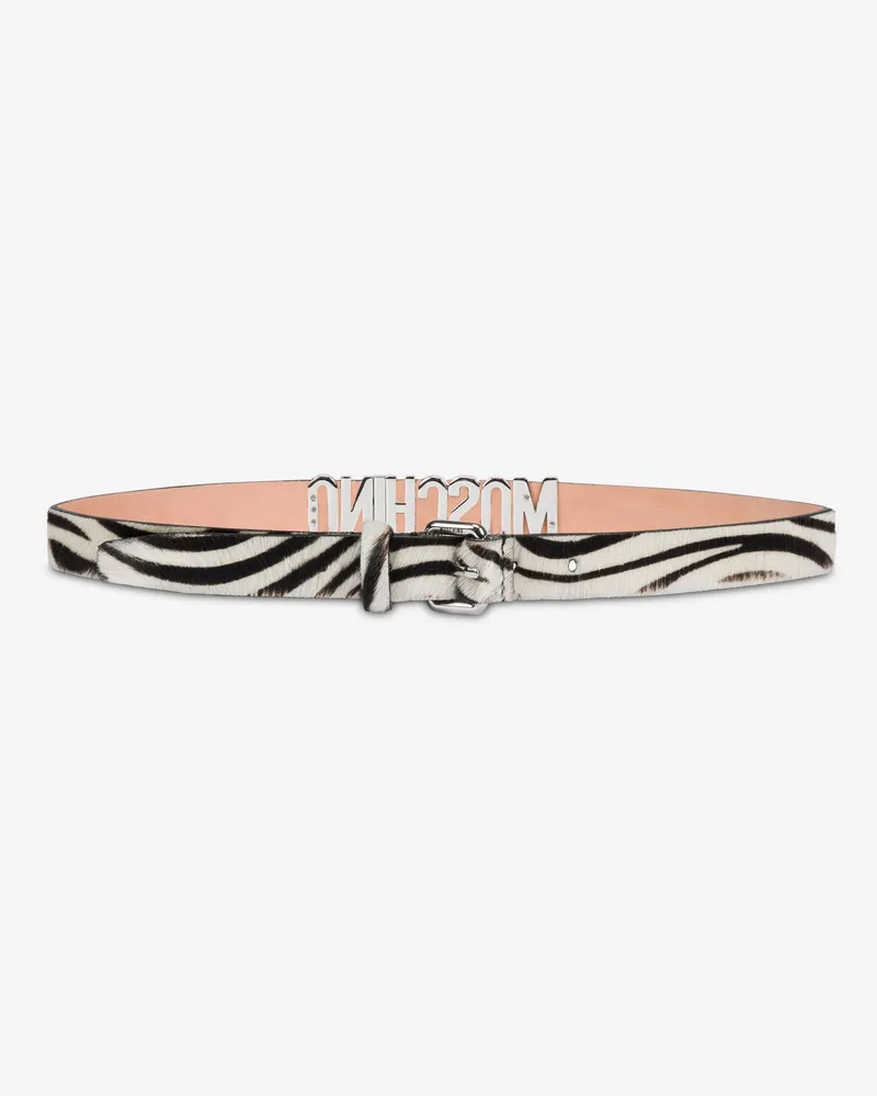 Moschino Gürtel aus Kalbsleder mit „Zebra“-Schriftzug - Schwarz Schwarz