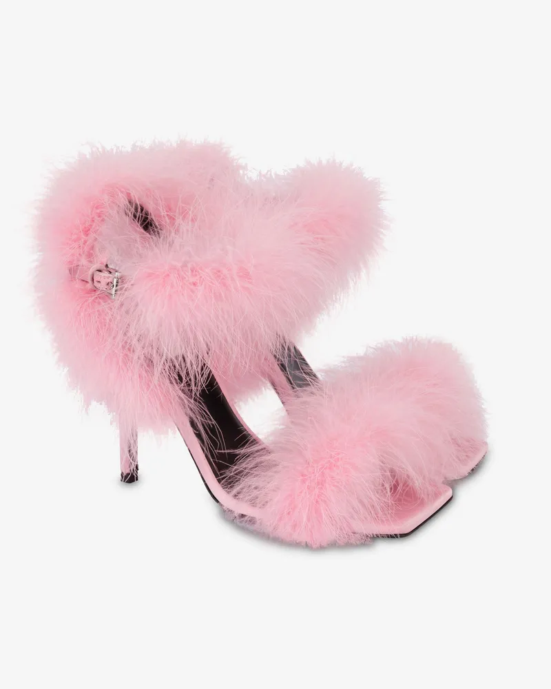 Moschino Satin-Sandalen mit Federn - Pink Pink