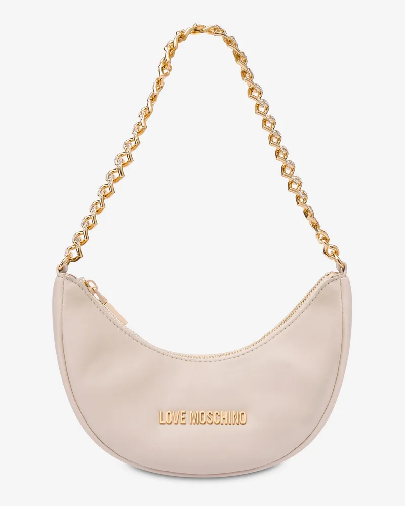 Moschino Umhängetasche mit Kette und Herzen - Weiß Weiß