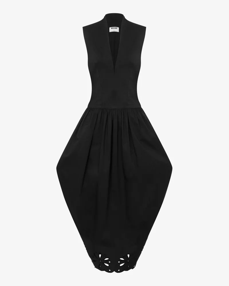 Moschino Besticktes Kleid aus Baumwollpopeline - Schwarz Schwarz