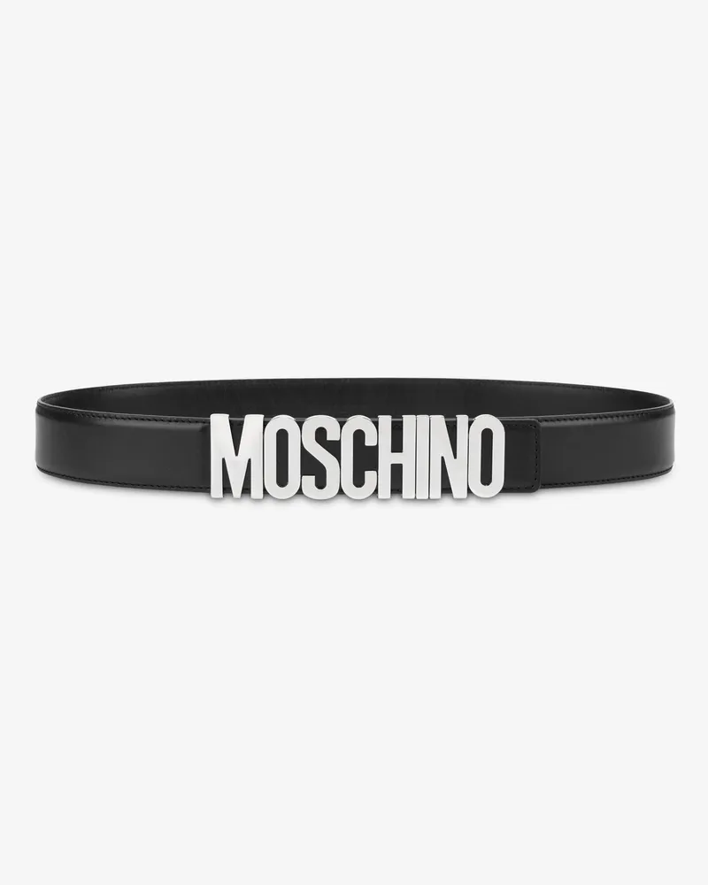 Moschino Kalbsledergürtel mit Logo - Schwarz Schwarz