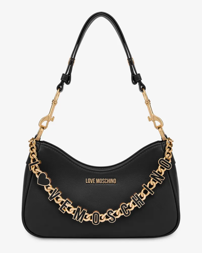 Moschino Mala hobo com corrente - Schwarz Schwarz