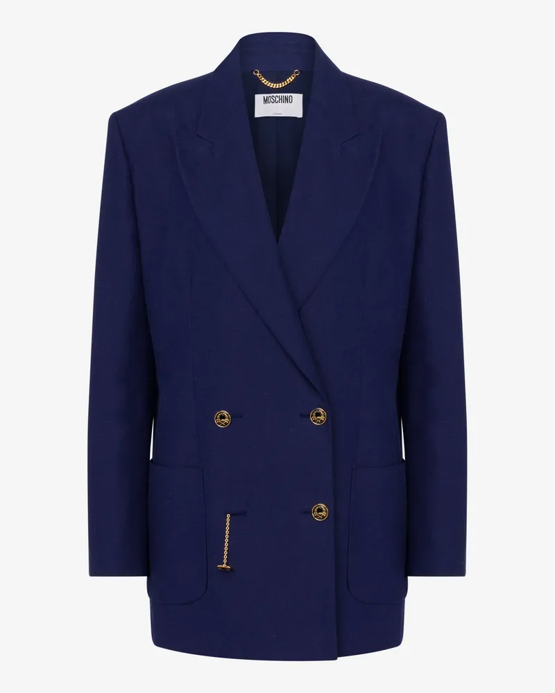 Moschino Jacke aus Baumwoll-Shantung Laurel Crown - Blau Blau