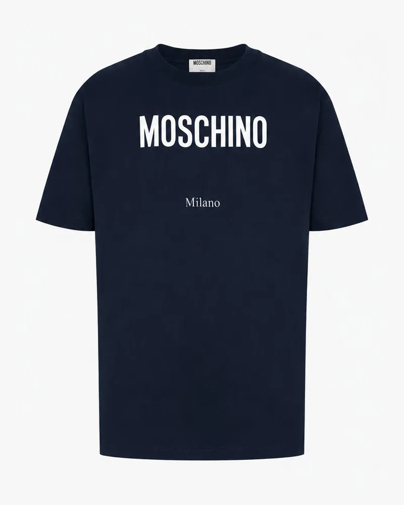 Moschino Bedrucktes T-Shirt aus Bio-Baumwolljersey - Blau Blau