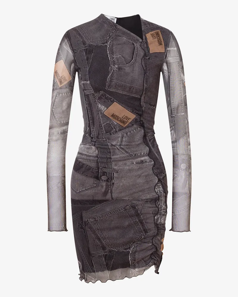 Moschino Bedrucktes Netzkleid - Schwarz Schwarz