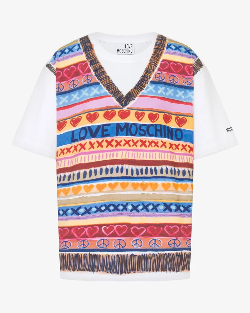 Moschino Bedrucktes T-Shirt aus Baumwolljersey - Bunt Bunt