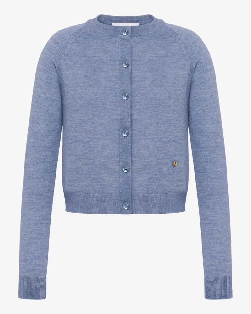 Moschino Golden M Strickjacke aus Wolle und Seide - Blau Blau