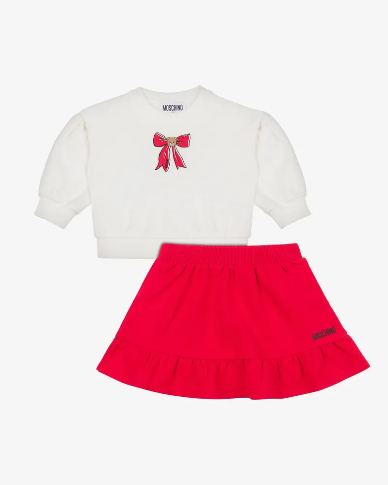 Moschino Set aus Sweatshirt und Rock aus Baumwolle - Rot Rot