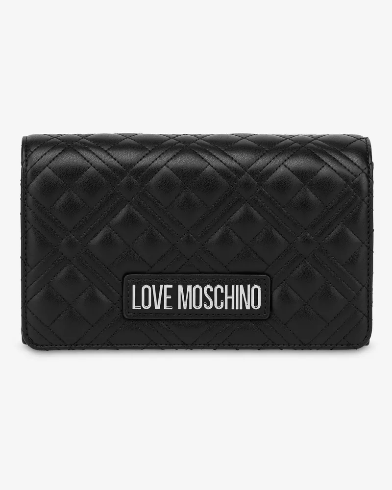 Moschino Glänzende gesteppte Clutch - Schwarz Schwarz