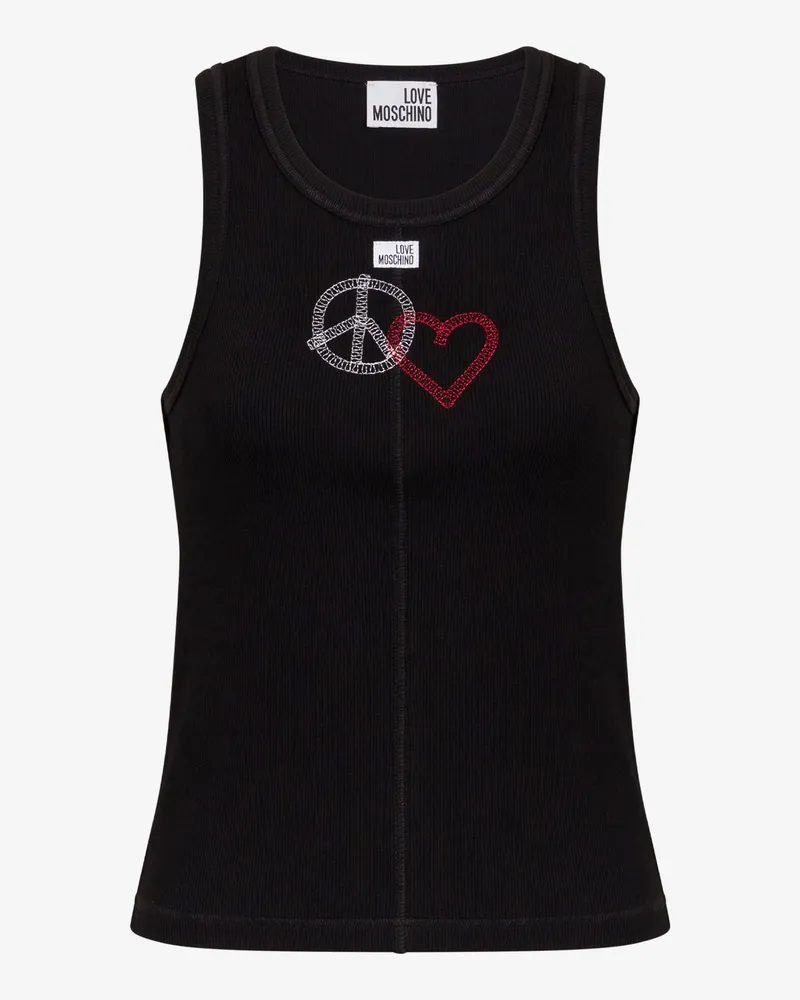 Moschino Besticktes Top aus Stretch-Baumwolle - Schwarz Schwarz