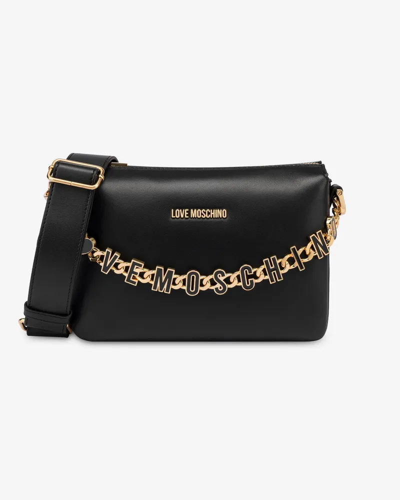 Moschino Umhängetasche aus Kalbsleder Dangling - Schwarz Schwarz