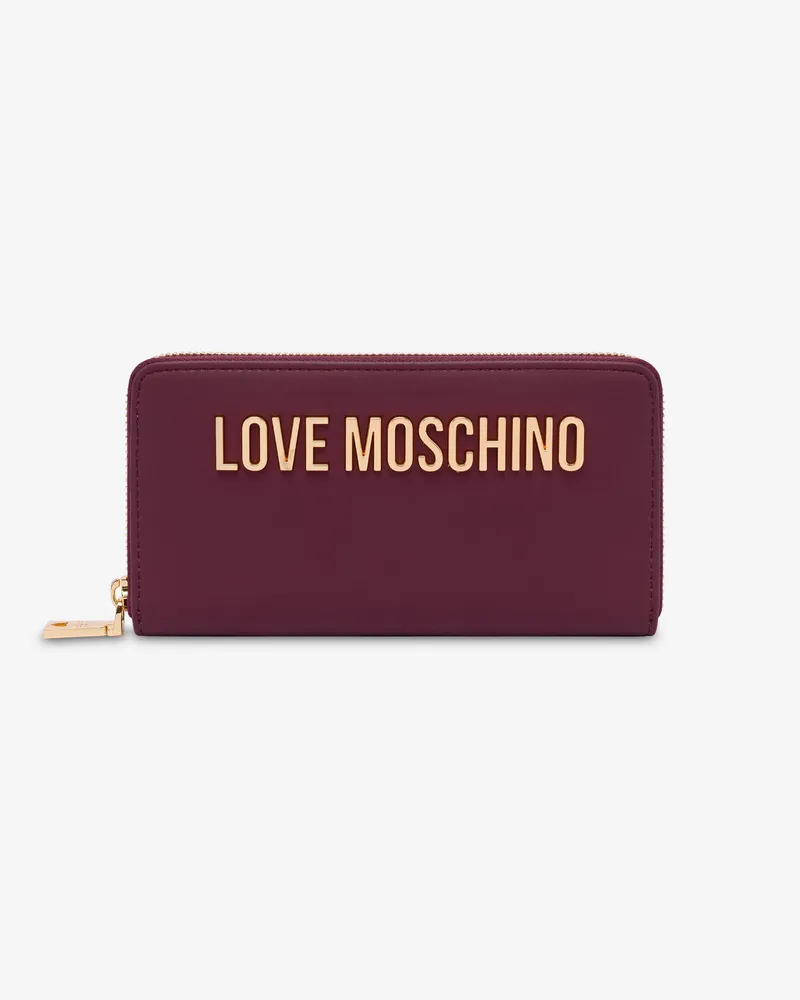 Moschino Geldbörse mit Reißverschluss und Maxi-Logo - Violett Violett