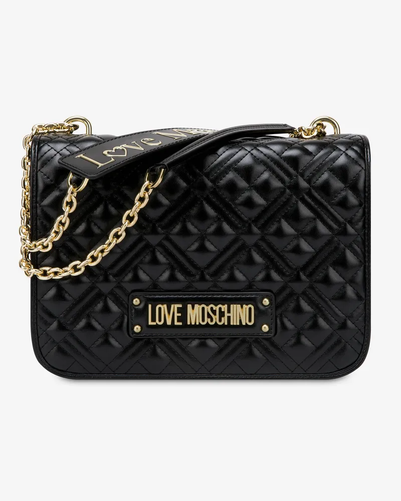 Moschino Gesteppte Umhängetasche mit Logo - Schwarz Schwarz