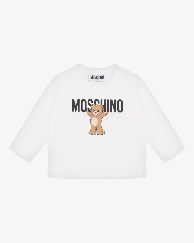 Moschino Moschino Teddybär Maxi-T-Shirt aus Baumwolljersey - Weiß Weiß