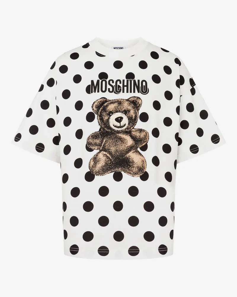 Moschino Moschino Teddybär bedrucktes T-Shirt aus Bio-Baumwolljersey - Weiß Weiß