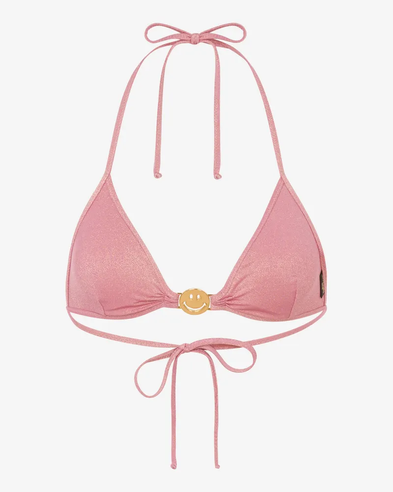 Moschino Triangel-Bikini-Oberteil aus Smiley®-Lurex-Jersey - Pink Pink