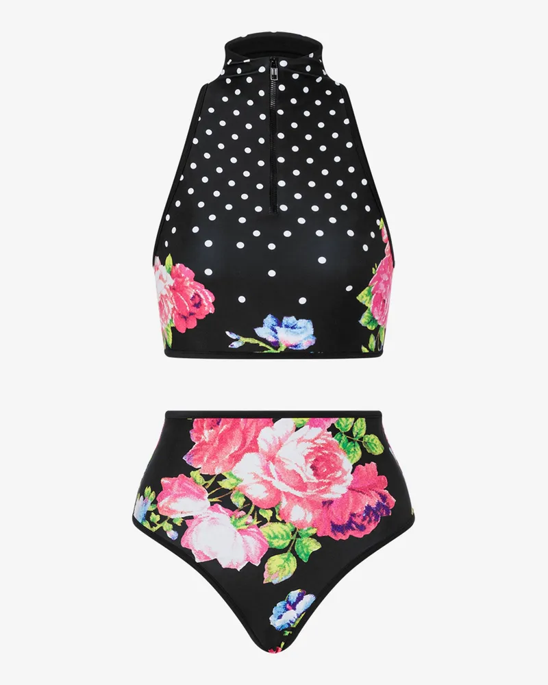 Moschino Bedruckter Lycra-Bikini - Schwarz Schwarz
