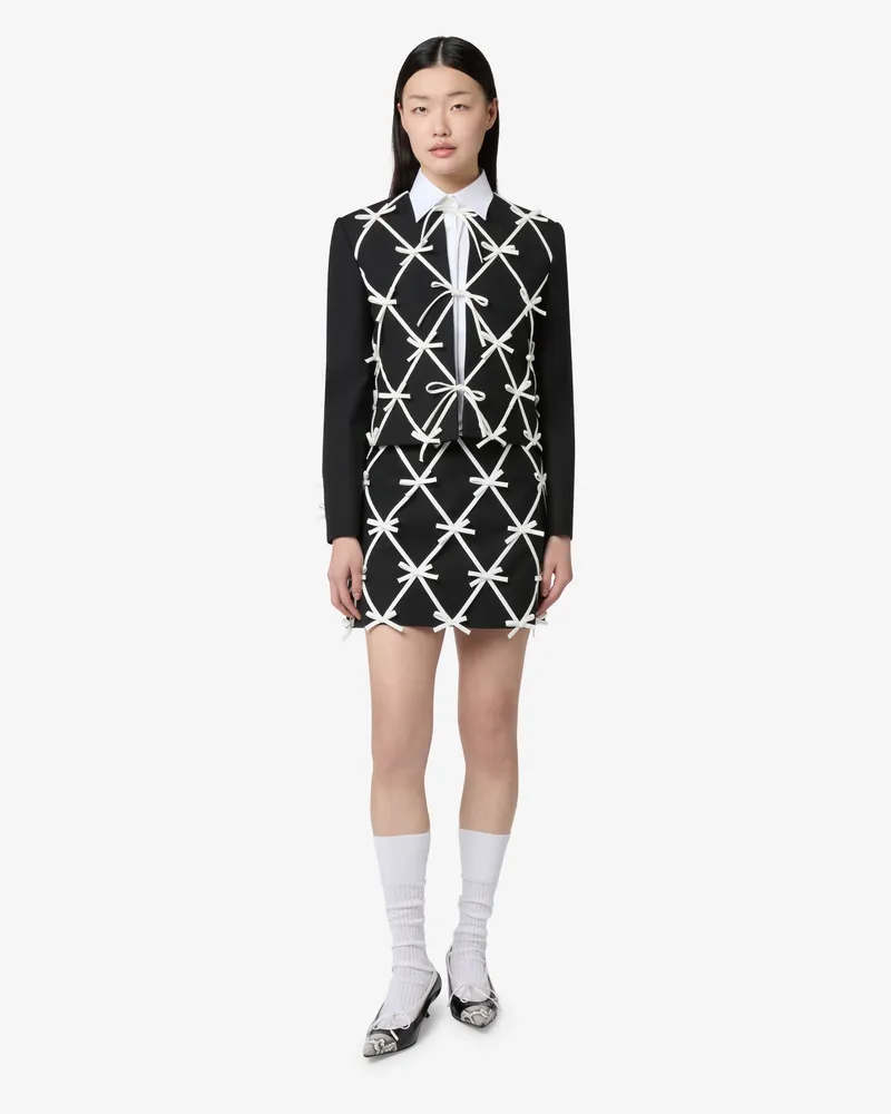 Moschino Jacke aus Wollstoff mit Schleifen - Schwarz Schwarz