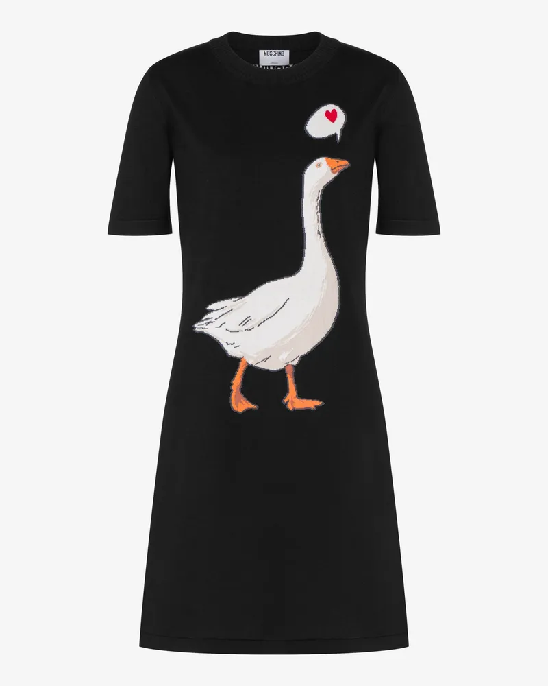 Moschino Kleid aus Baumwollstrick von Goose - Schwarz Schwarz