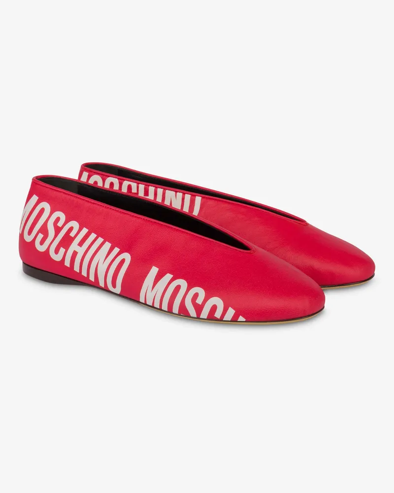 Moschino Bedruckte Ballerinas aus Nappa - Rot Rot