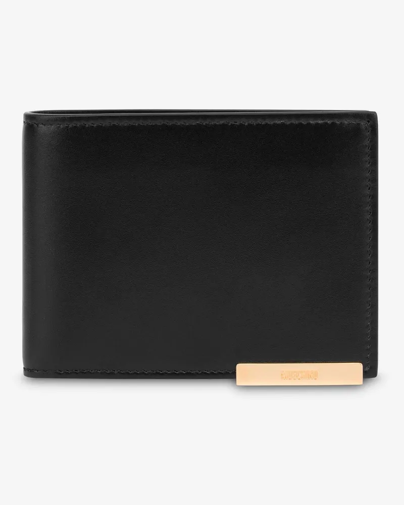 Moschino Kalbsleder Flap Portemonnaie - Schwarz Schwarz
