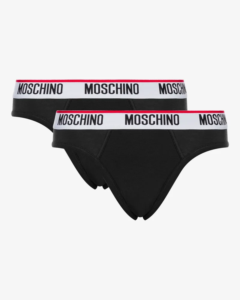 Moschino Set aus 2 Slips Stretch Logo Band - Schwarz Schwarz