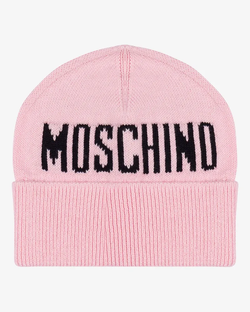 Moschino Strickmütze mit Logo - Pink Pink