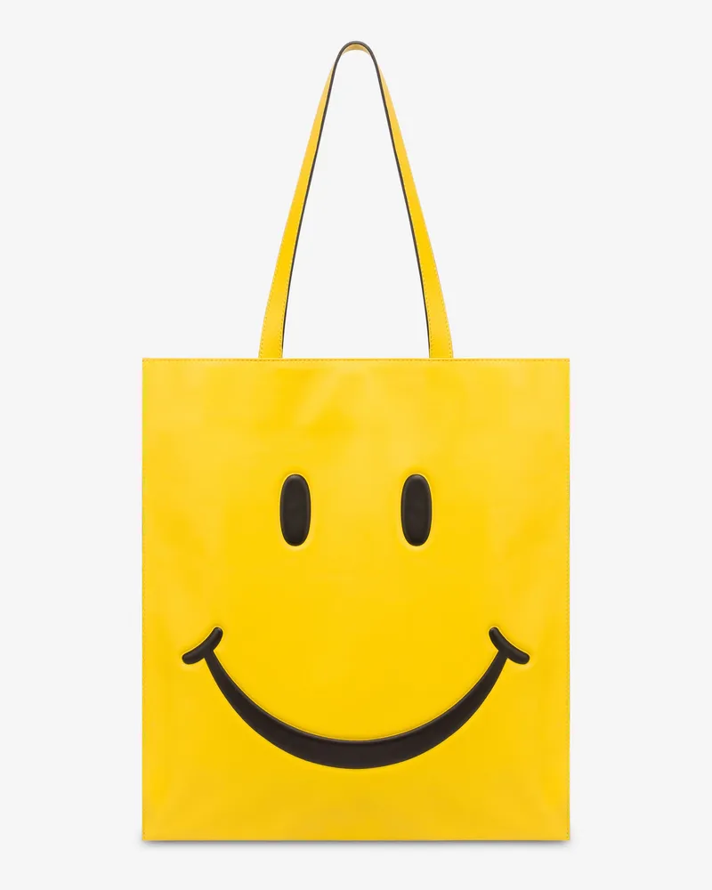 Moschino Shopper aus Nappa Smiley® - Gelb Gelb
