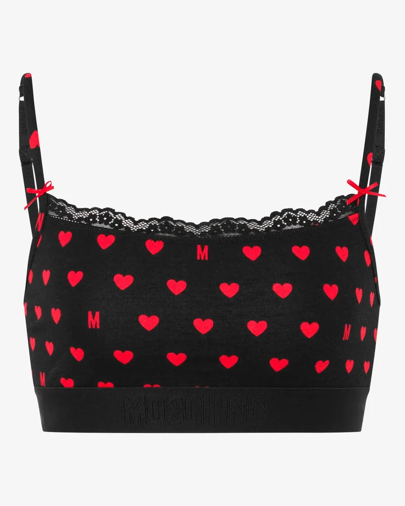 Moschino Bedruckter BH aus Baumwoll-Stretch-Jersey - Schwarz Schwarz
