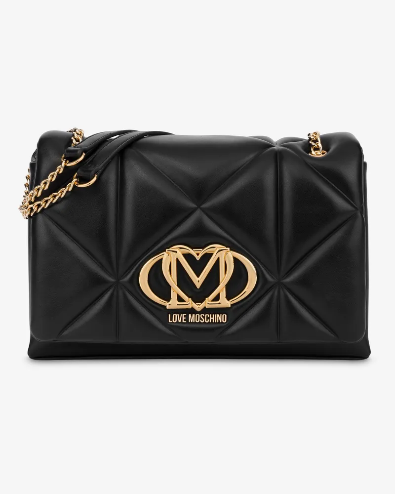 Moschino Gestepptes Schultertasche Embossed - Schwarz Schwarz