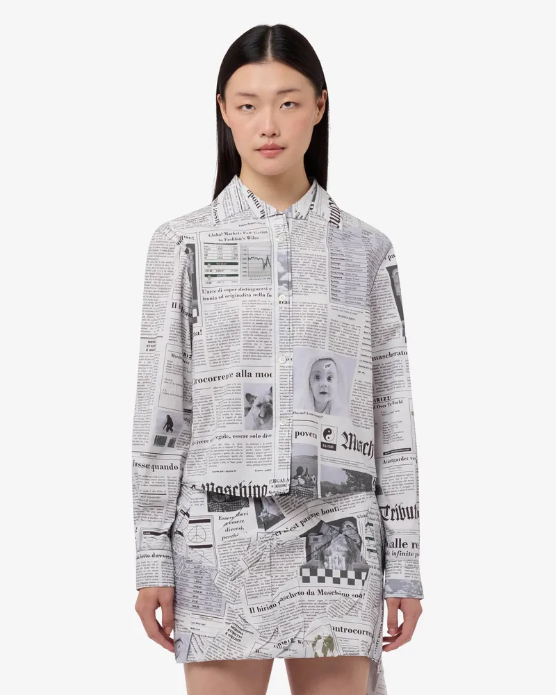 Moschino Bedrucktes Hemd aus Baumwollpopeline - Weiß Weiß