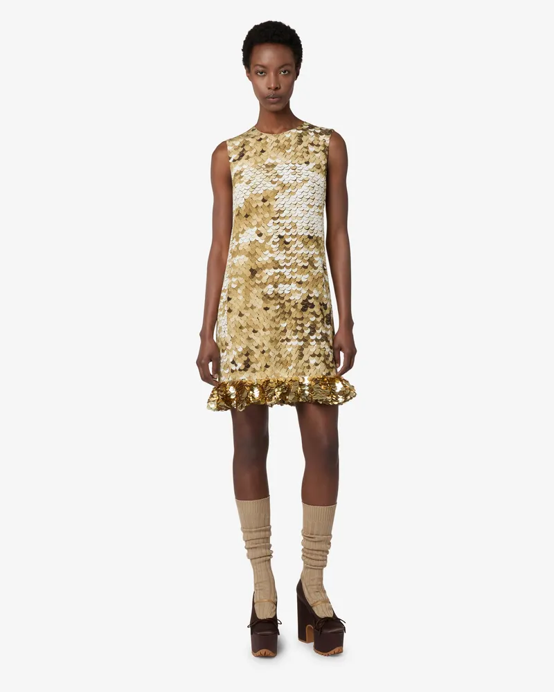 Moschino Kleid aus bedrucktem Crêpe de Chine - Gold Gold