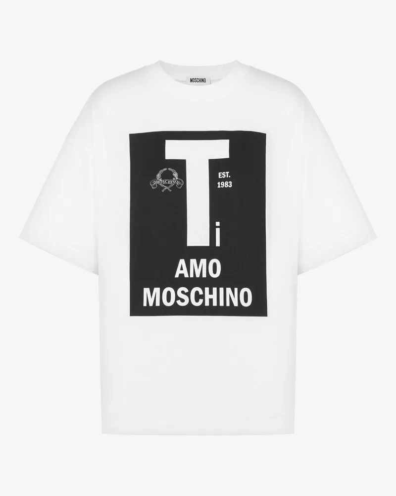 Moschino Bedrucktes T-Shirt aus Bio-Baumwolljersey - Weiß Weiß