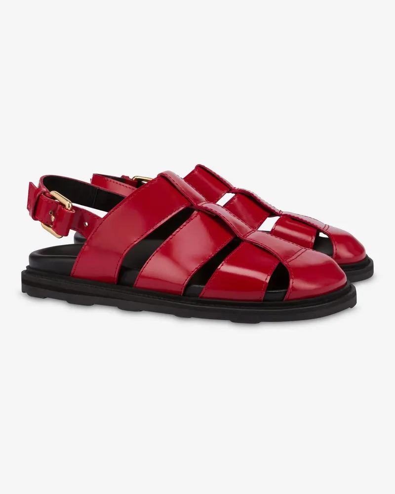 Moschino Sandalen aus gebürstetem Kalbsleder - Rot Rot