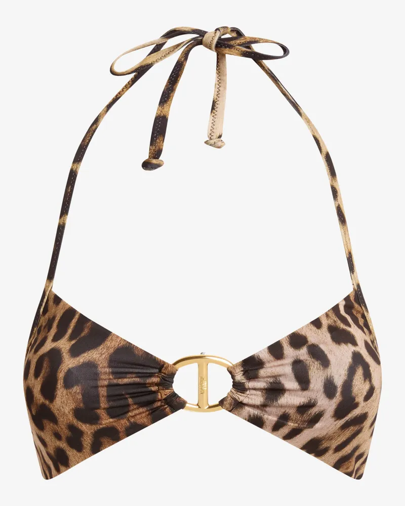 Moschino Bedrucktes Bikini-Oberteil aus Lycra - Braun Braun
