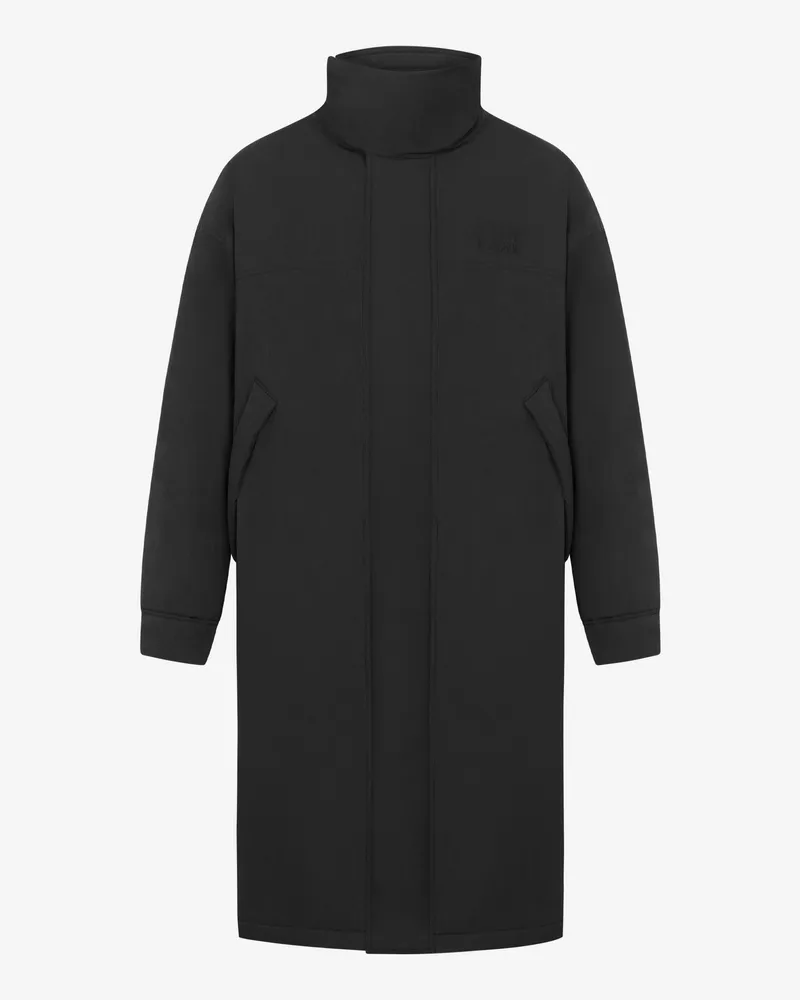 Moschino Lange Daunenjacke aus leichtem Nylon - Schwarz Schwarz