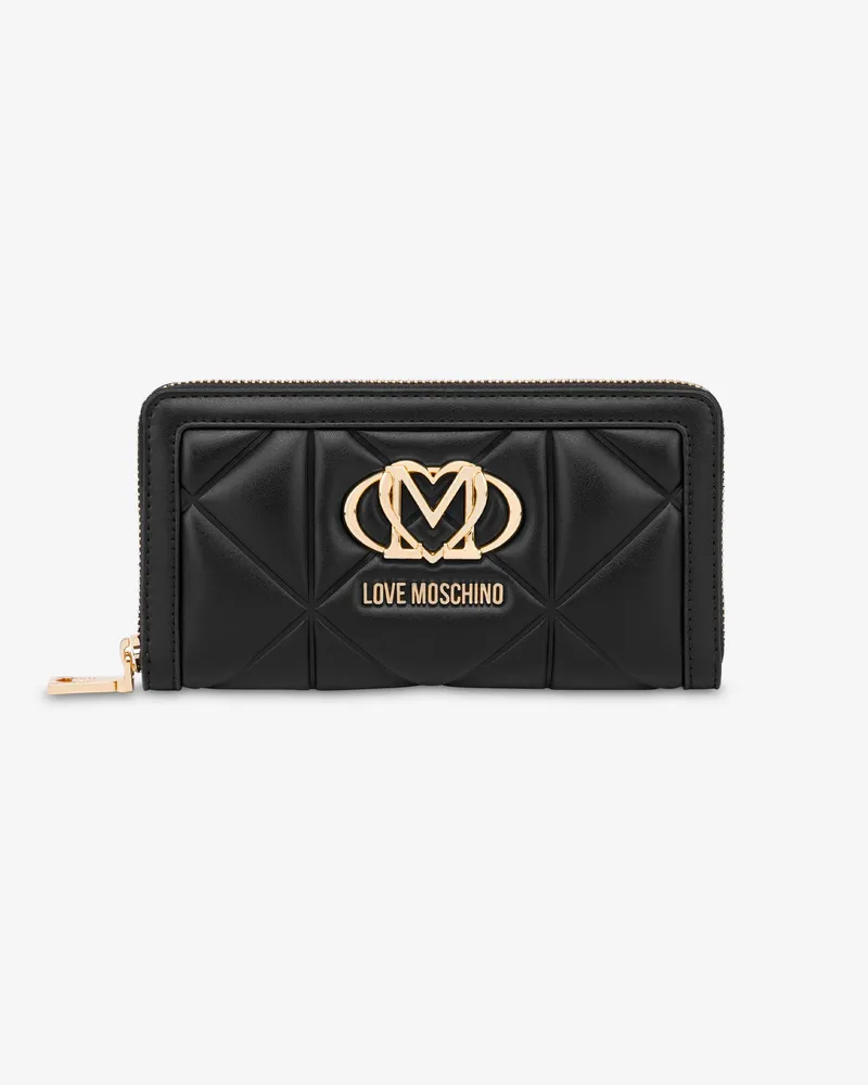 Moschino Gesteppte Reißverschluss-Portemonnaie Embossed - Schwarz Schwarz