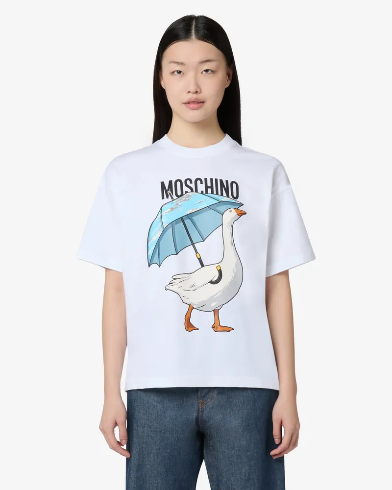 Moschino T-Shirt aus Bio-Baumwolljersey von Goose - Weiß Weiß