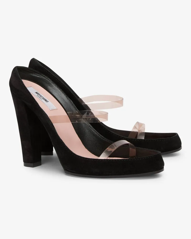Moschino Hohe Sandalen aus Wildleder und PVC - Schwarz Schwarz